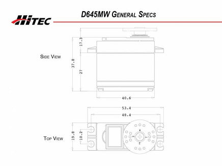 Hitec - D - 645MW 32 - Bit, High Torque Metal Gear Servo .17sec/180oz @ 7.4v - Hobby Recreation Products
