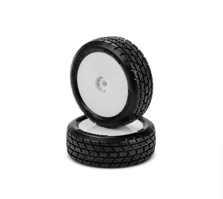 J Concepts - Dirt Trac Mini - Green Compound, Pre - Mounted, White Wheels, Fits Mini - B/Mini - T Front - Hobby Recreation Products