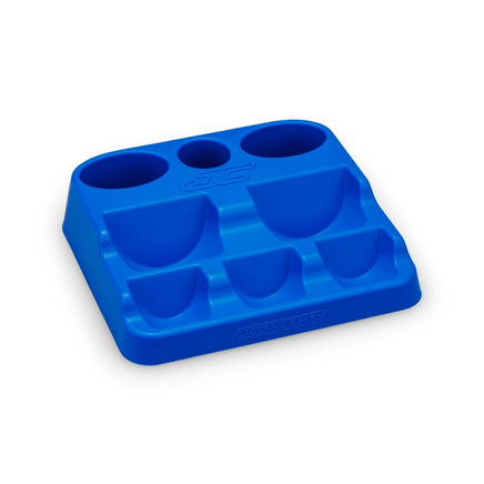 J Concepts - Fluid Holding Station, Blue, Fits JConcepts/RM2 Fluids and Greases - Hobby Recreation Products