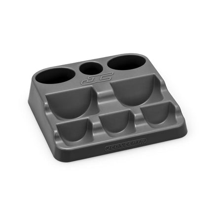 J Concepts - Fluid Holding Station, Gray, Fits JConcepts/RM2 Fluids and Greases - Hobby Recreation Products