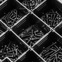 J Concepts - Hardware Storage Box, Black/Smoke Gray (~8" x 5.50" x 1.5"), Fits 1/10th & 1/8th Screws & Parts - Hobby Recreation Products