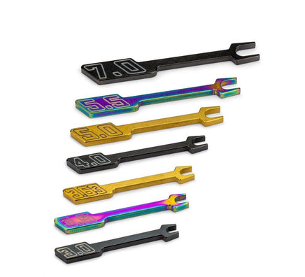 J Concepts - Open Wrench Set, 7pc, (3.0, 3.5, 3.63, 4.0, 5.0, 5.5, 7.0), Fits 1/10th and 1/8th Off - Road Vehicles - Hobby Recreation Products