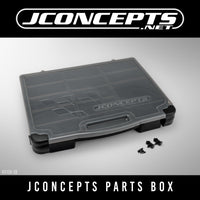 J Concepts - Parts Box, Black / Smoke Gray (~14.5" x 11" x 2.375"), Fits 1/10th and 1/8th Parts and Accessories - Hobby Recreation Products