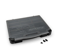 J Concepts - Parts Box, Black / Smoke Gray (~14.5" x 11" x 2.375"), Fits 1/10th and 1/8th Parts and Accessories - Hobby Recreation Products