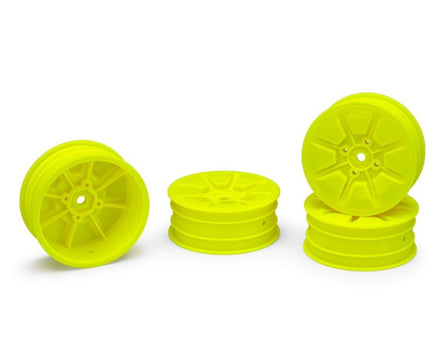 J Concepts - Pioneer - RC10B7/RC10B7D 2.2" 2wd Buggy Front Wheel (Yellow) - 4pc (Idustry Standard Fit) - Hobby Recreation Products