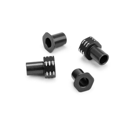 J Concepts - RC10B7 Aluminum Caster Hat Bushings, 0 and 3mm, 4pc, Black, fits RC10B7 / RC10B7D - Hobby Recreation Products