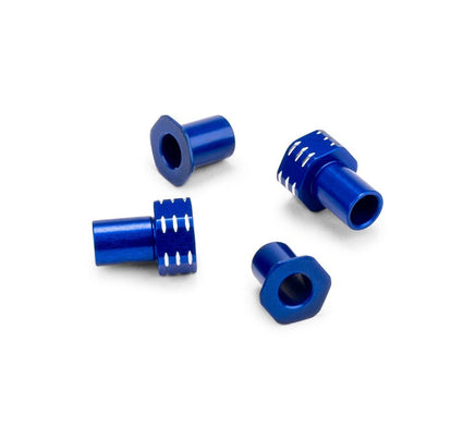 J Concepts - RC10B7 Aluminum Caster Hat Bushings, 0 and 3mm, 4pc, Blue, fits RC10B7 / RC10B7D - Hobby Recreation Products