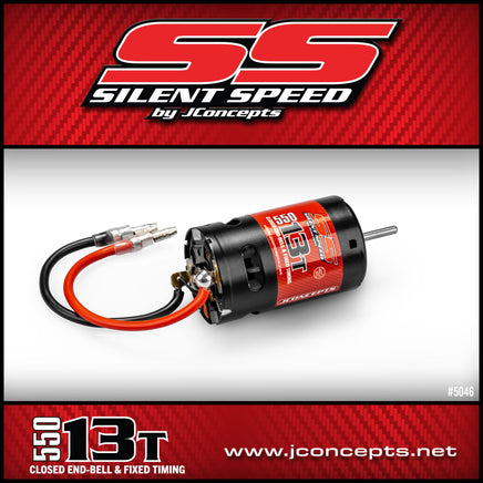 J Concepts - Silent Speed, 550 13T, Brushed Fixed End Bell Competition Motor, fits Traxxas Slash, Budget Crawlers - Hobby Recreation Products