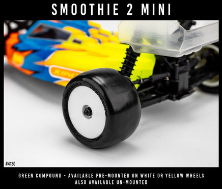 J Concepts - Smoothie 2 Mini - Green Compound, Pre - Mounted, White Wheels, Fits Mini - B/Mini - T Rear - Hobby Recreation Products