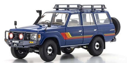 Kyosho - 1/18 Scale Toyota Land Cruiser 60 with Optional Parts Blue Model Diecast Car - Hobby Recreation Products