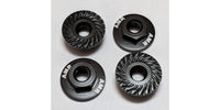 Kyosho - M4 Aluminum Serrated Flange Nut, Black (4pcs) - Hobby Recreation Products