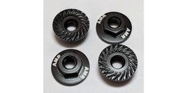 Kyosho - M4 Aluminum Serrated Flange Nut, Black (4pcs) - Hobby Recreation Products