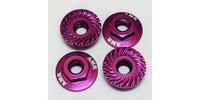 Kyosho - M4 Aluminum Serrated Flange Nut, Purple (4pcs) - Hobby Recreation Products
