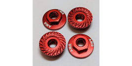 Kyosho - M4 Aluminum Serrated Flange Nut, Red (4pcs) - Hobby Recreation Products