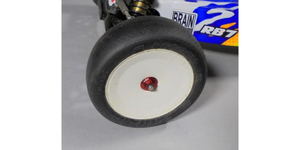 Kyosho - M4 Aluminum Serrated Flange Nut, Red (4pcs) - Hobby Recreation Products
