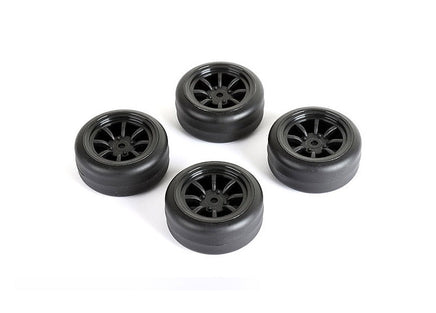 Louise R/C - Drift Tires + Wheels 8 Spoke Black +1mm (4pcs), Fits LMX - Hobby Recreation Products
