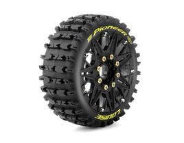 Louise R/C - MFT B - Pioneer Soft 1/8 Buggy Tires, 17mm Hex, 0" & 1/2" Offset, Mounted on Black Rims, (2) - Hobby Recreation Products
