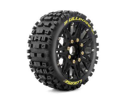 Louise R/C - MFT B - Ulldoze Soft 1/8 Buggy Tires, 17mm Hex, 0" & 1/2" Offset, Mounted on Black Rims, (2) - Hobby Recreation Products