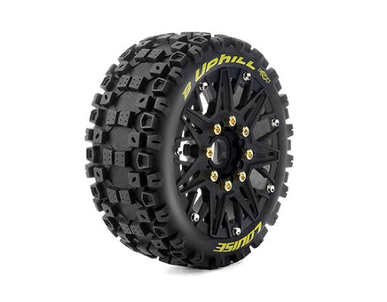 Louise R/C - MFT B - Uphill Soft 1/8 Buggy Tires, 17mm Hex, 0" & 1/2" Offset, Mounted on Black Rims, (2) - Hobby Recreation Products