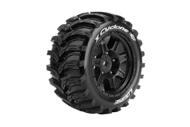 Louise R/C - MFT X - Cyclone Arrma Kraton 8S Sport Monster Truck Tires, 24mm Hex, Mounted on Black Rim (2) - Hobby Recreation Products