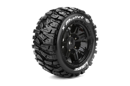 Louise R/C - MFT X - Mallet Sport Monster Truck Tires, 24mm Hex, Mounted on Black Rim (2), fits Arrma Kraton 8S - Hobby Recreation Products