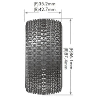 Louise R/C - E-Maglev 1/10 4WD Front Buggy Tire, Soft, Mounted on White Rim, for Kyosho 12mm Hex