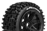 Louise R/C - B-Pioneer 1/5 Off Road Buggy Tires, 24mm Hex, Mounted on Black Spoke Rim, Sport Compound, Front (2)