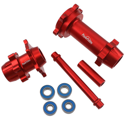 Power Hobby - 7075 Aluminum Front & Rear Wheel Hubs, Red, Losi Promoto - Hobby Recreation Products