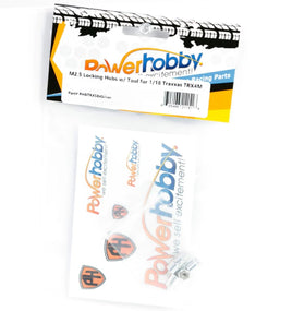 Power Hobby - M2.5 Locking Hubs w/Tool, for Traxxas TRX - 4M, Silver, 4pcs - Hobby Recreation Products