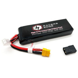 Racers Edge - 5000mAh 2S 7.4V 60C Soft Pack Lipo Battery, XT60 Plug with TRX Adapter - Hobby Recreation Products
