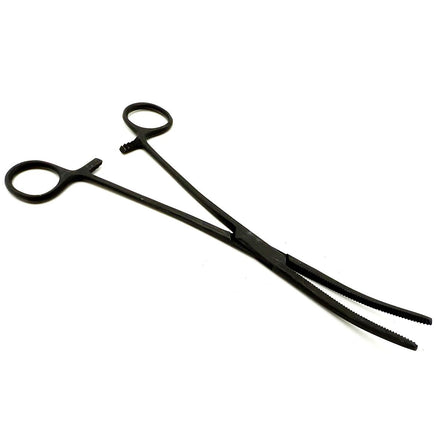 Racers Edge - 8" Locking Pliers (Hemostat), Curved, Stainless Steel (Black Finish) - Hobby Recreation Products