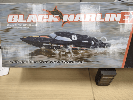 Rage Black Marlin EX Brushed RTR Boat. Open Box, tested, works great. Sold As - Is - Hobby Recreation Products