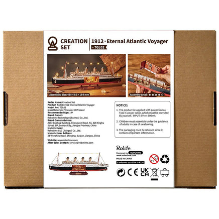 Robotime - 1912 Eternal Atlantic Voyager (Titanic) 3D Wooden Puzzle - Hobby Recreation Products