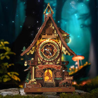Robotime - Cuckoo Clock, Stained Wood, Mechanical 3D Wooden Puzzle - Hobby Recreation Products