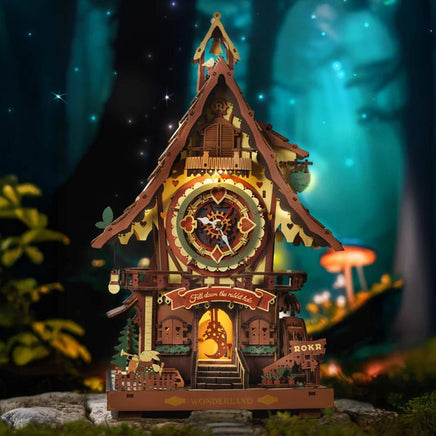 Robotime - Cuckoo Clock, Stained Wood, Mechanical 3D Wooden Puzzle - Hobby Recreation Products