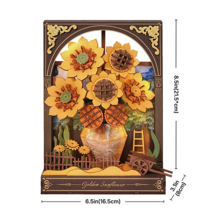 Robotime - Golden Sunflower Wall Art 3D Wooden Puzzle - Hobby Recreation Products