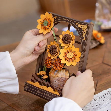 Robotime - Golden Sunflower Wall Art 3D Wooden Puzzle - Hobby Recreation Products