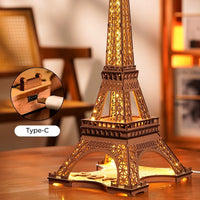 Robotime - Night of the Eiffel Tower 3D Wooden Puzzle - Hobby Recreation Products
