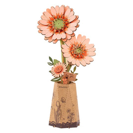 Robotime - Orange Gerbera Daisy DIY Wooden Flower - Hobby Recreation Products
