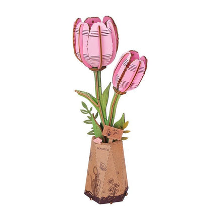 Robotime - Pink Tulip DIY Wooden Flower - Hobby Recreation Products