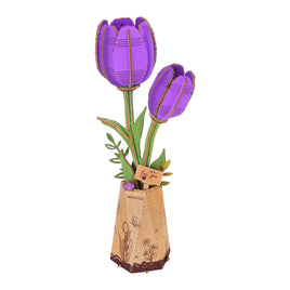 Robotime - Purple Tulip DIY Wooden Flower - Hobby Recreation Products