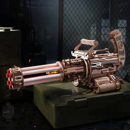 Robotime - Rotating Barrel Machine Gun Toy 3D Wooden Puzzle - Hobby Recreation Products