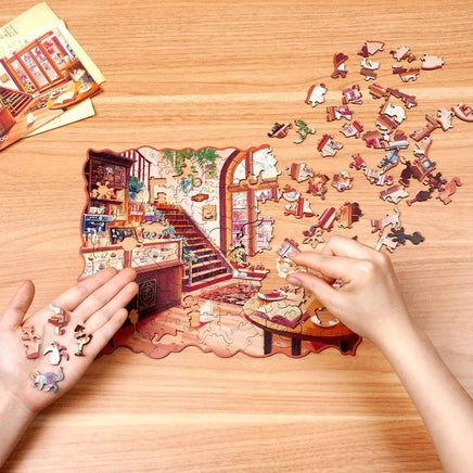 Robotime - Rowood Cozy Winter Cafe 200 - Piece Wooden Jigsaw Puzzle - Hobby Recreation Products