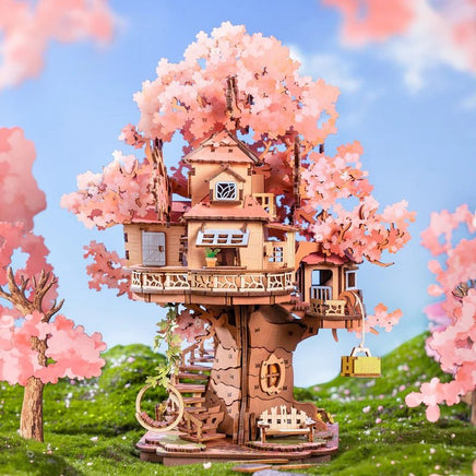 Robotime - Sakura Tree House, DIY Wooden 3D Puzzle - Hobby Recreation Products