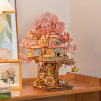 Robotime - Sakura Tree House, DIY Wooden 3D Puzzle - Hobby Recreation Products