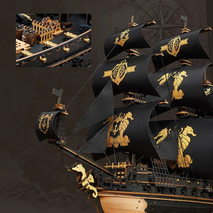Robotime - The Seahorse Barque Sailing Ship Scale Model Vehicle - Hobby Recreation Products
