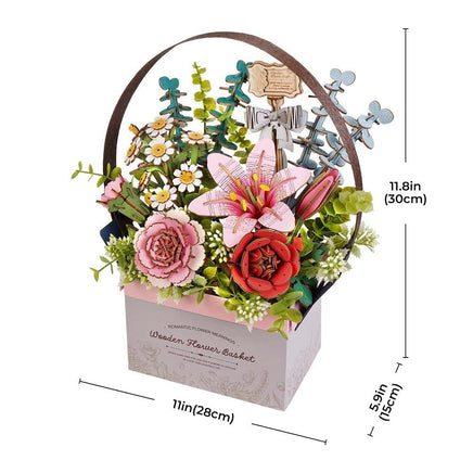 Robotime - Wooden Flower Basket DIY 3D Puzzle - Hobby Recreation Products