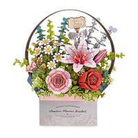 Robotime - Wooden Flower Basket DIY 3D Puzzle - Hobby Recreation Products