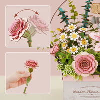 Robotime - Wooden Flower Basket DIY 3D Puzzle - Hobby Recreation Products