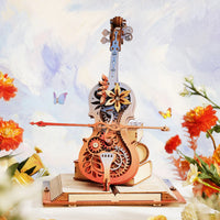Robotime - Colorful Magic Cello, Symphony of Gorgeous Dreams, Mechanical Music Box 3D Wooden Puzzle